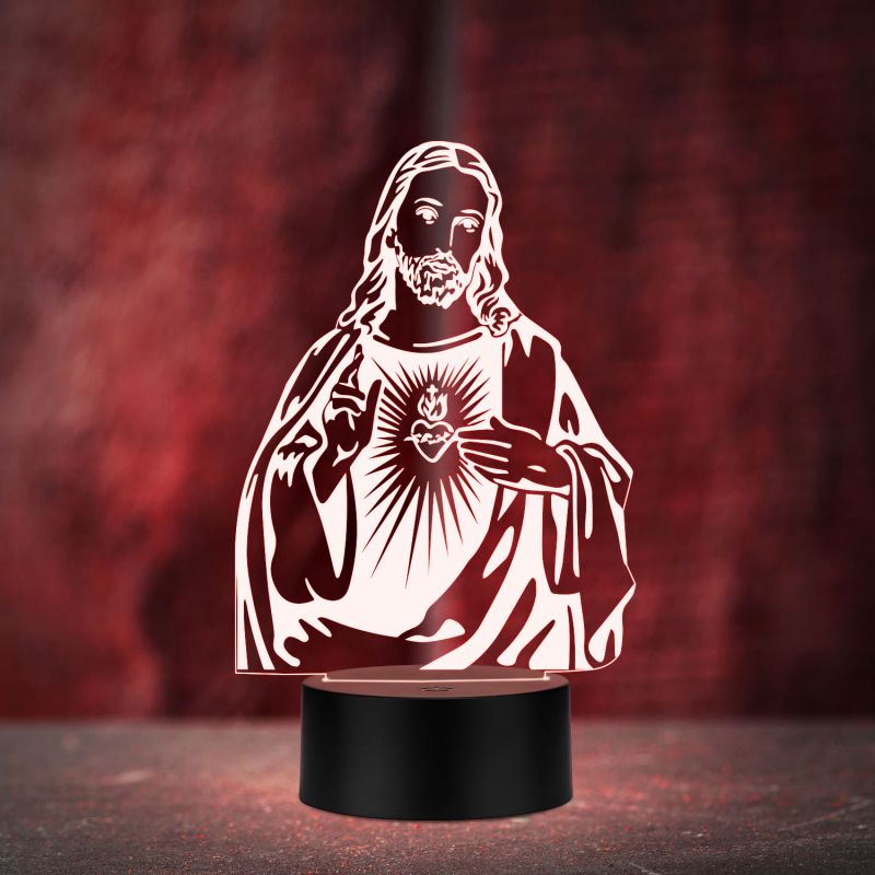 3D Illusion Jesus Led Night Lamp Multicolored Light Festival Gift For Christian Friend